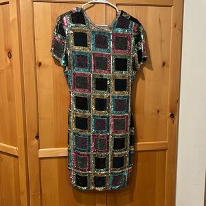 Vintage sequined party dress with low back, size 4